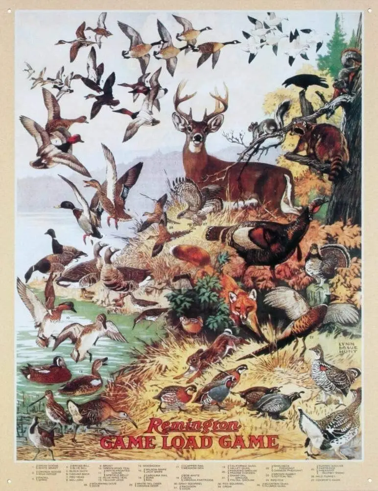Retro Vintage Metal Plaque Sign Hunting Game Deer Fox Pheasant Tin Sign for Home Bar Kitchen Pub Wall Decor Signs 12x8inch sign