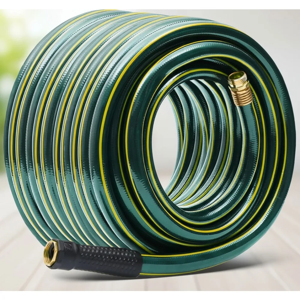 

100ft Heavy Duty Garden Hose 3/4in Kink Free Flexible Water Pipe with Brass Fittings for Home & Commercial Use