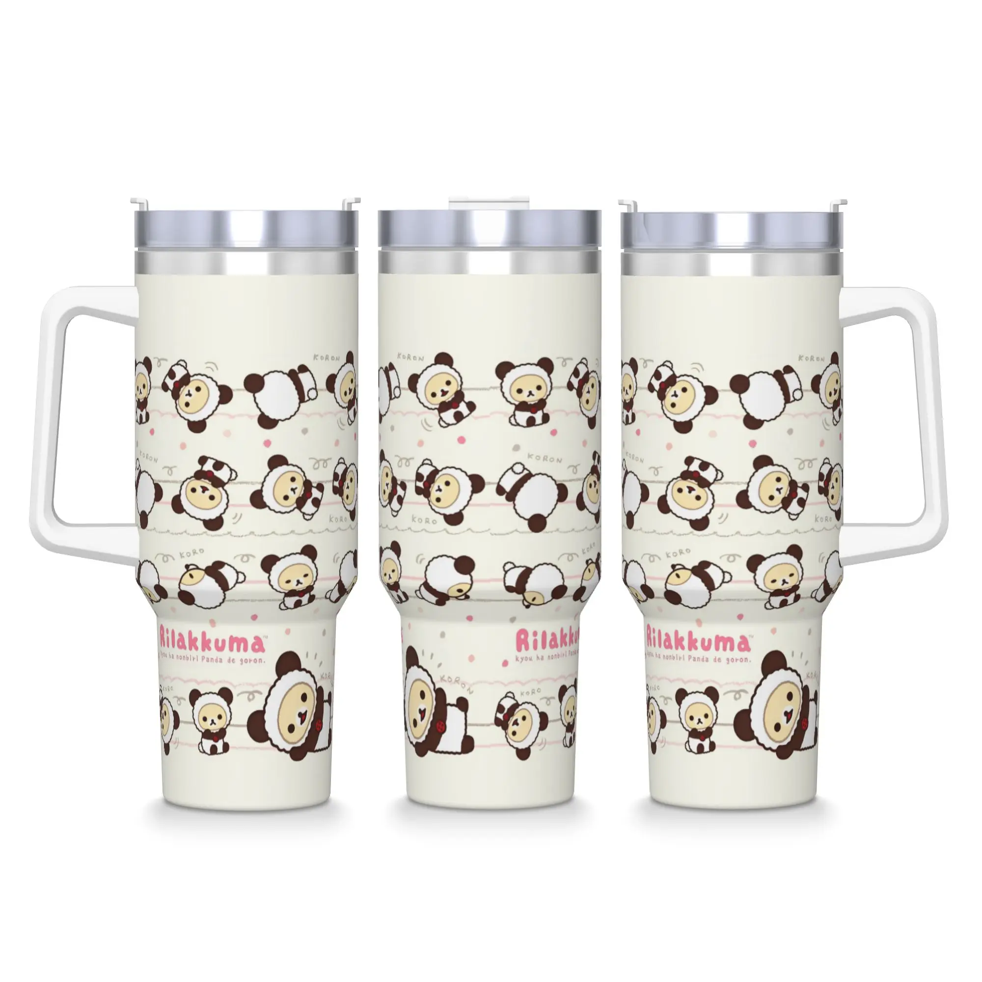 

Rilakkuma Cartoon Stainless Steel Tumbler Bear Animal Travelist Thermal Mug With Straws and Lid Mugs Cup Drinks Water Bottle
