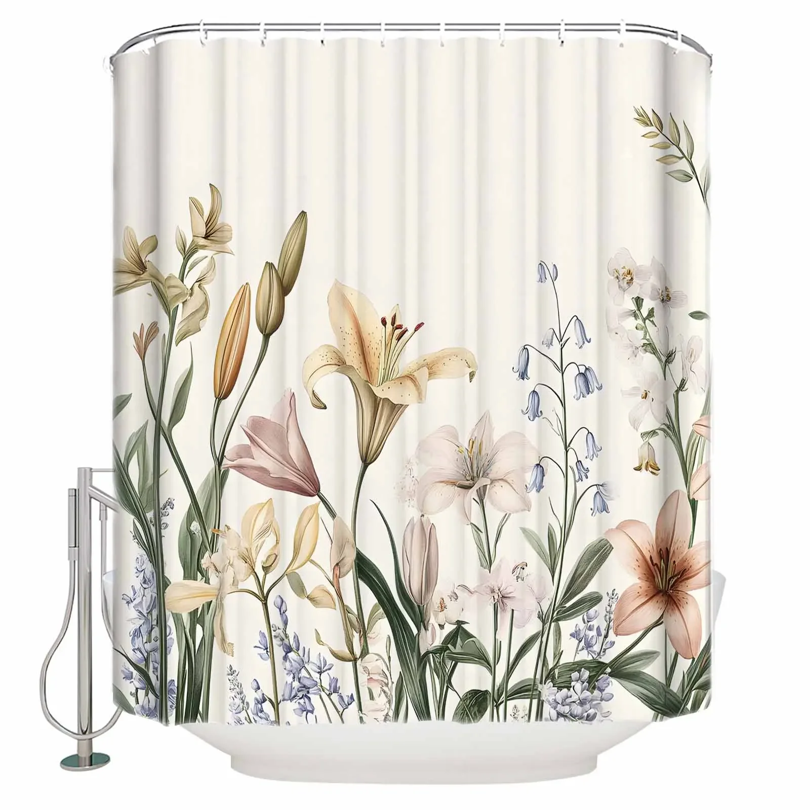 

Простые винтажные занавески для душа с цветком, водонепроницаемые занавески для ванной, домашний декор, современная роскошная занавеска для ванной комнаты