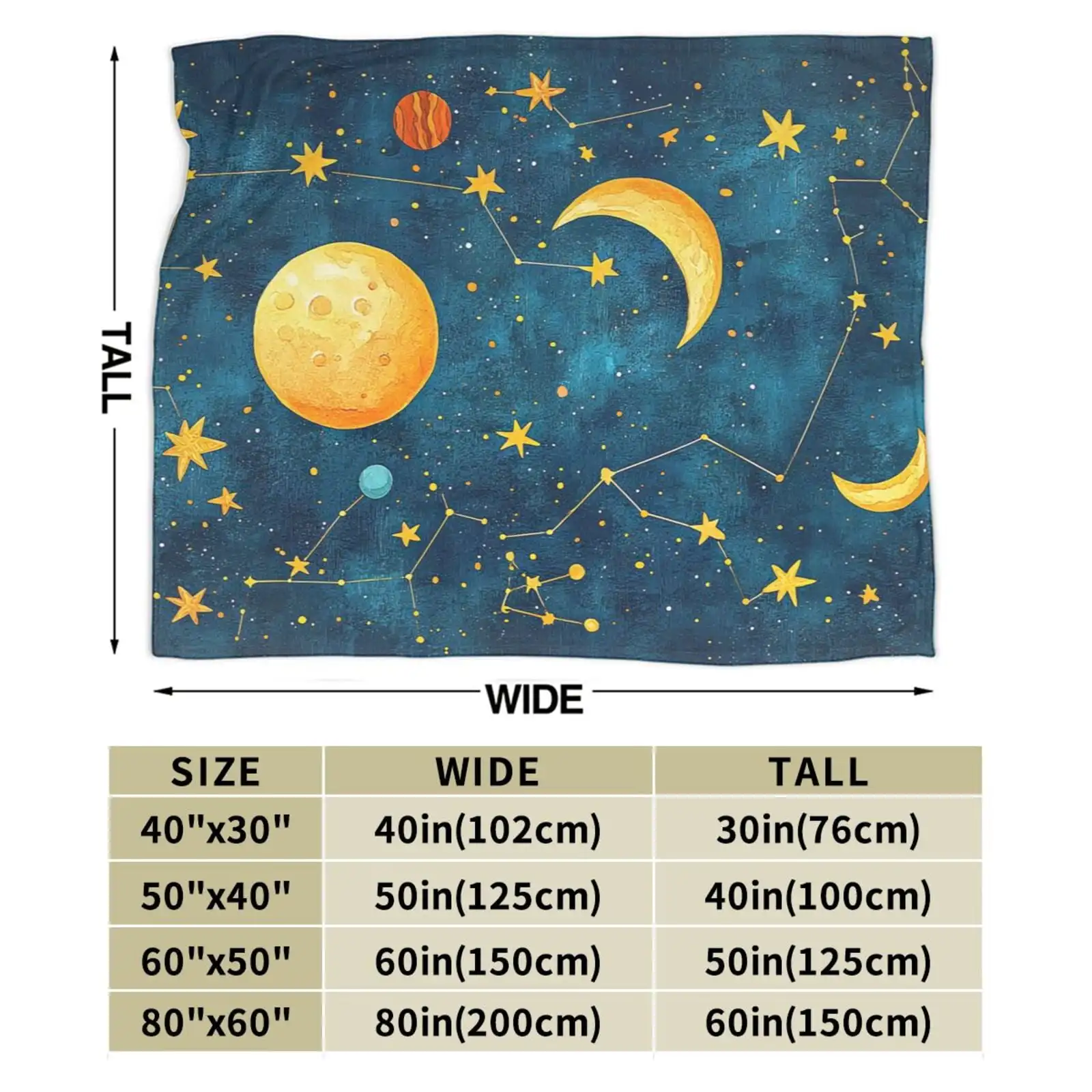 Celestial Throw Blanket Ultra Soft Cozy Decorative Flannel Blankets for Home Bed Couch Chair Travel 50x40