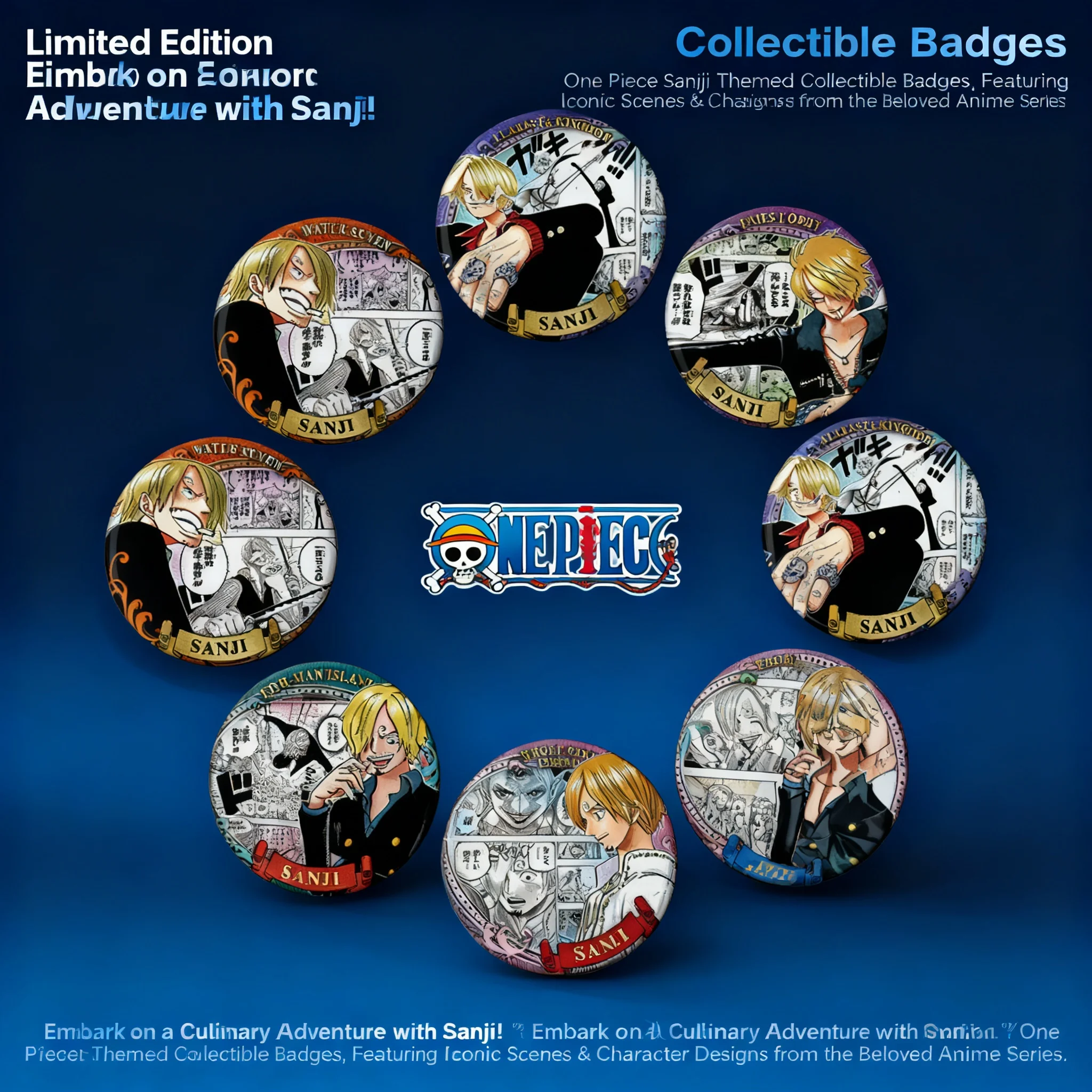 

One Piece Anime Badge Sanji Personal Pool Replica Brooch Pin Pendant Glossy Film Badge Merchandise Collectible Accessory