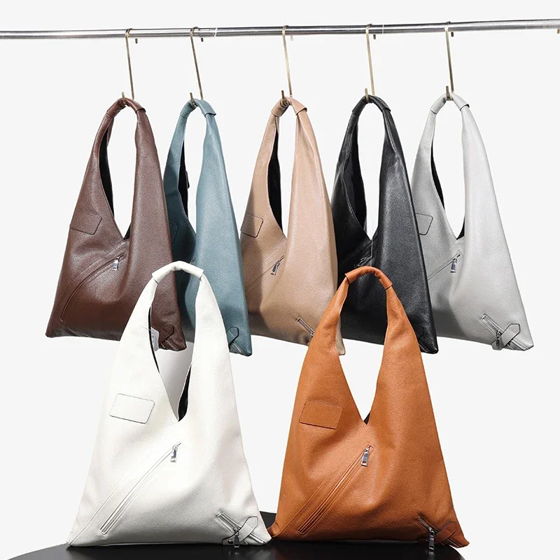 Women's Large Capacity Shoulder Bag Cowhide Genuine Leather Tote Bag Magnetic Closure Trendy Multiple Pockets Underarm bag
