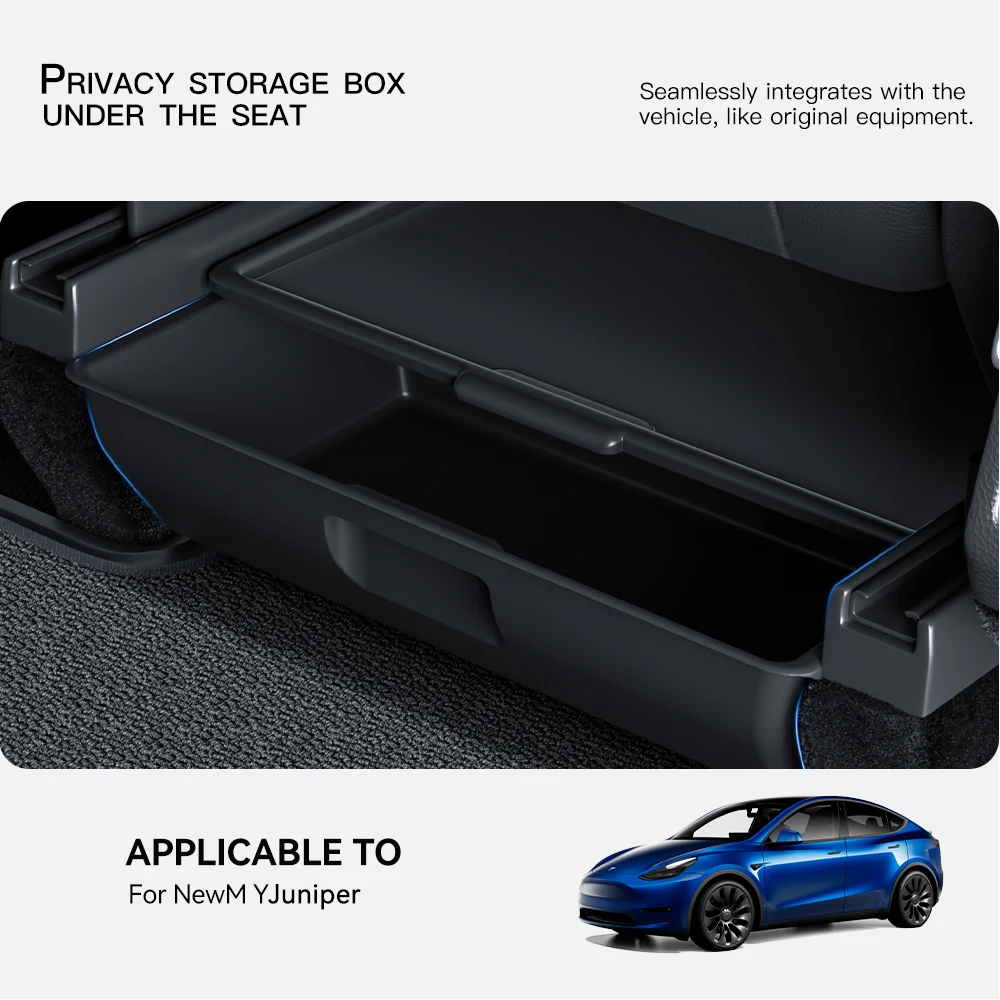 Pudełko Schowek Pod Siedzenie ABS z Pokrywką do Tesla Model Y Juniper 2025 Organizer Samochodowy Akcesoria Samochodowe — zdjęcie 3