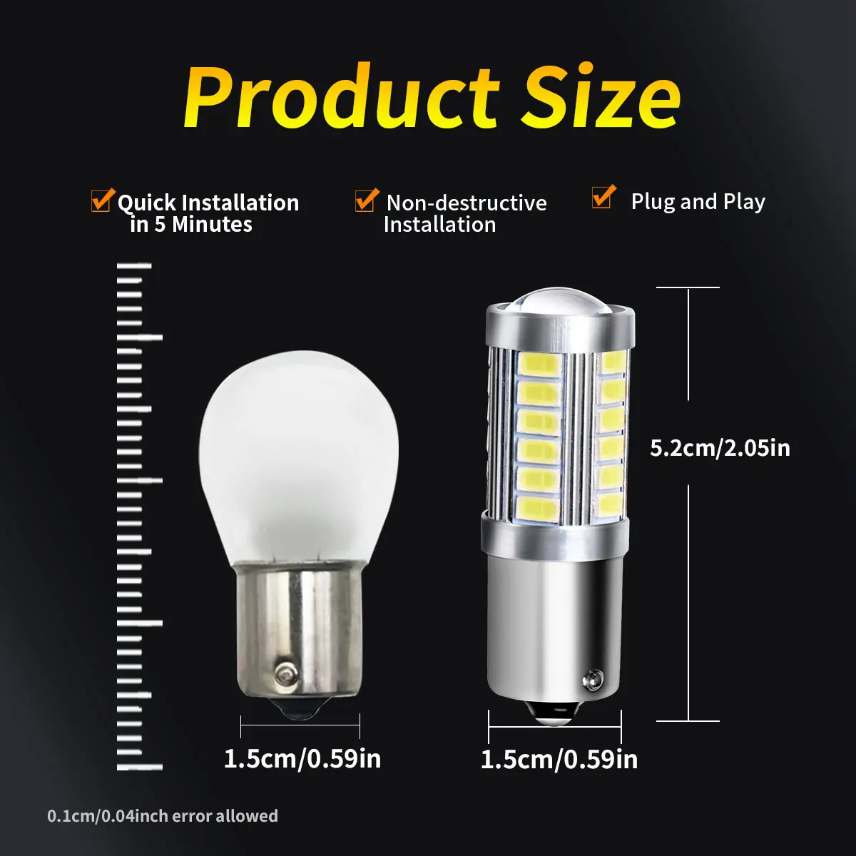 2 قطعة PY21W P21 5 واط 1156 Ba15s 1157 Bay15d 33 SMD Led سيارة فلاش الفرامل لمبات أضواء عكس مصابيح وقوف السيارات #4