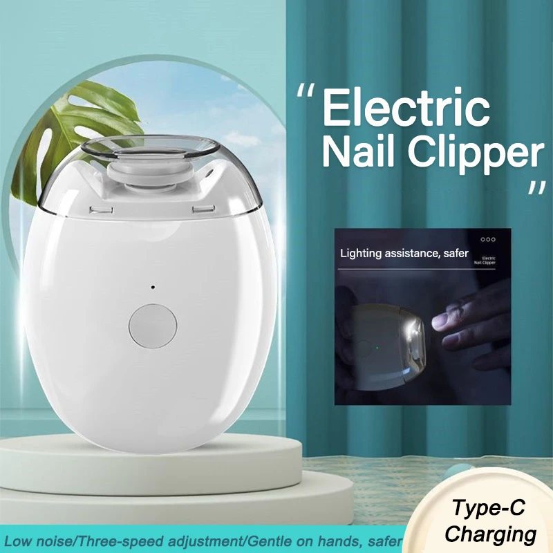 Cortauñas eléctrico 2 en 1 con luz LED, amoladora de uñas automática para bebés y adultos, Mini herramientas de manicura para el cuidado de las uñas