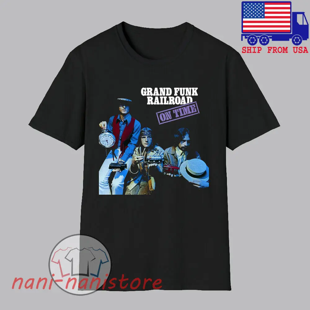 Grand Funk Railroad On Time Men's Black T-shirt Size S-5XL