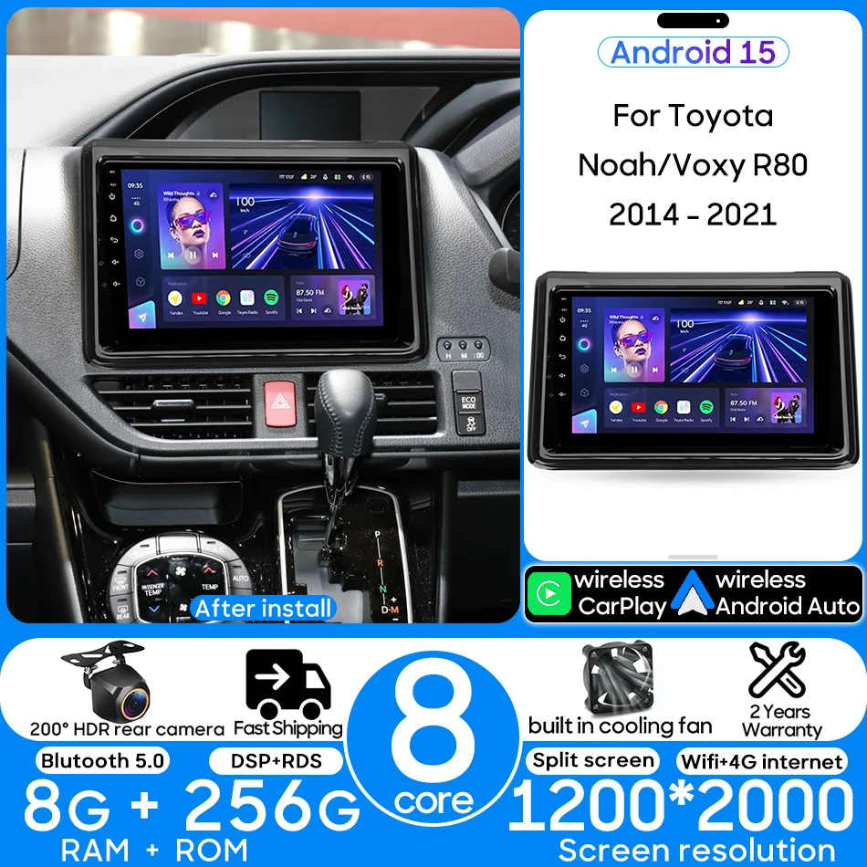 

Для Toyota Noah Voxy R80 2014-2021 Android Авто Авто Радио Мультимедийный Видеоплеер Навигация GPS Carplay Стерео Без 2din DVD