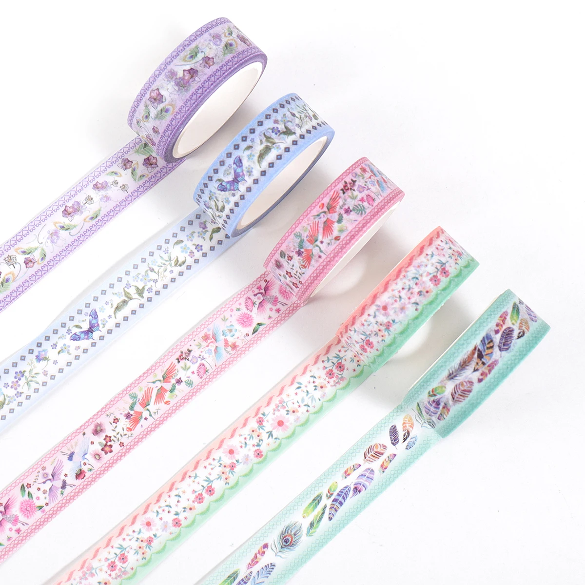 10 ロールの上質な和紙テープ、蝶の植物と花のパターンのクリエイティブな手作り DIY 装飾テープ、ファッション装飾アイテム