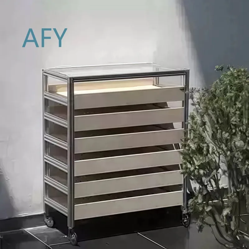 Birch Wood Under Desk File Cabinet Storage Unit for Office with Drawers Multi Tier Organizer Rolling Display Cabinet for Home