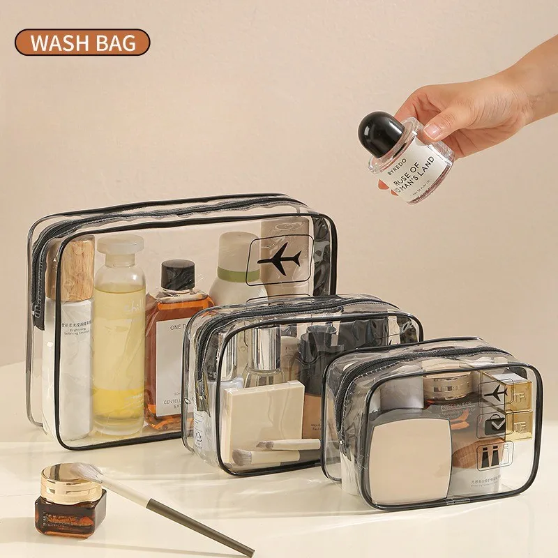 Large Capacity PVC Waterproof Transparent Cosmetic Storage Bag Portable Multi Purpose Travel Toiletry Case