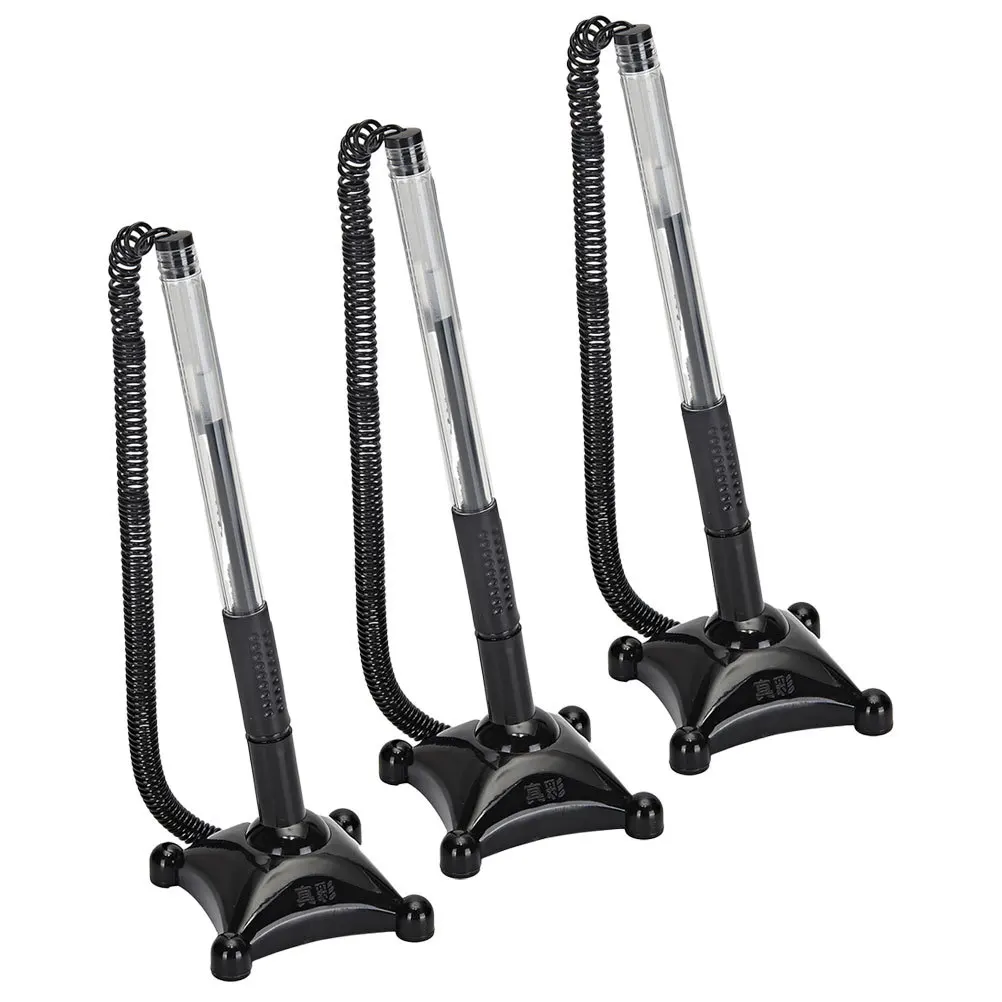 

3pcs Desktop Ballpoint Counter Pen Smooth Writing Wear-Resistant Office Stationery Signature Pen Plastic Stand Design