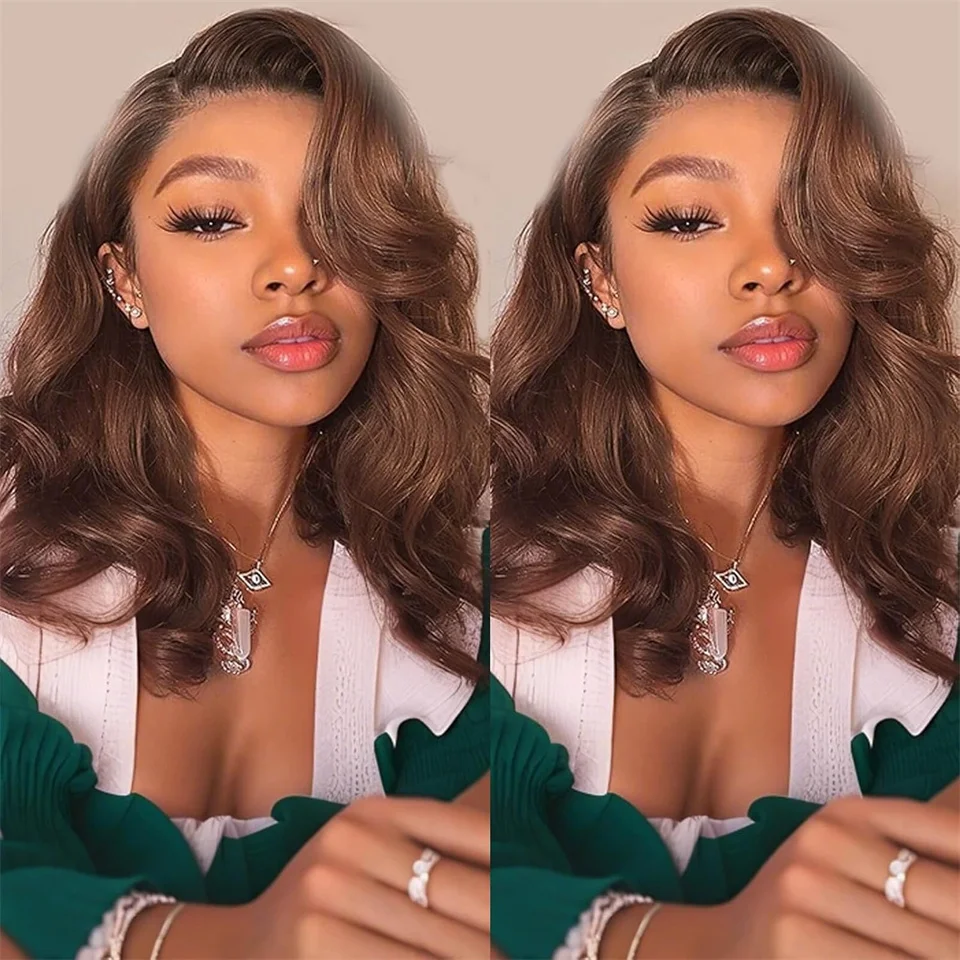 

5X5 Wear And Go Glueless Wigs Human Hair Preplukced Density200 Chocolate Color Pre Cut Lace Brown Body Wave Bob Wigs Human Hair