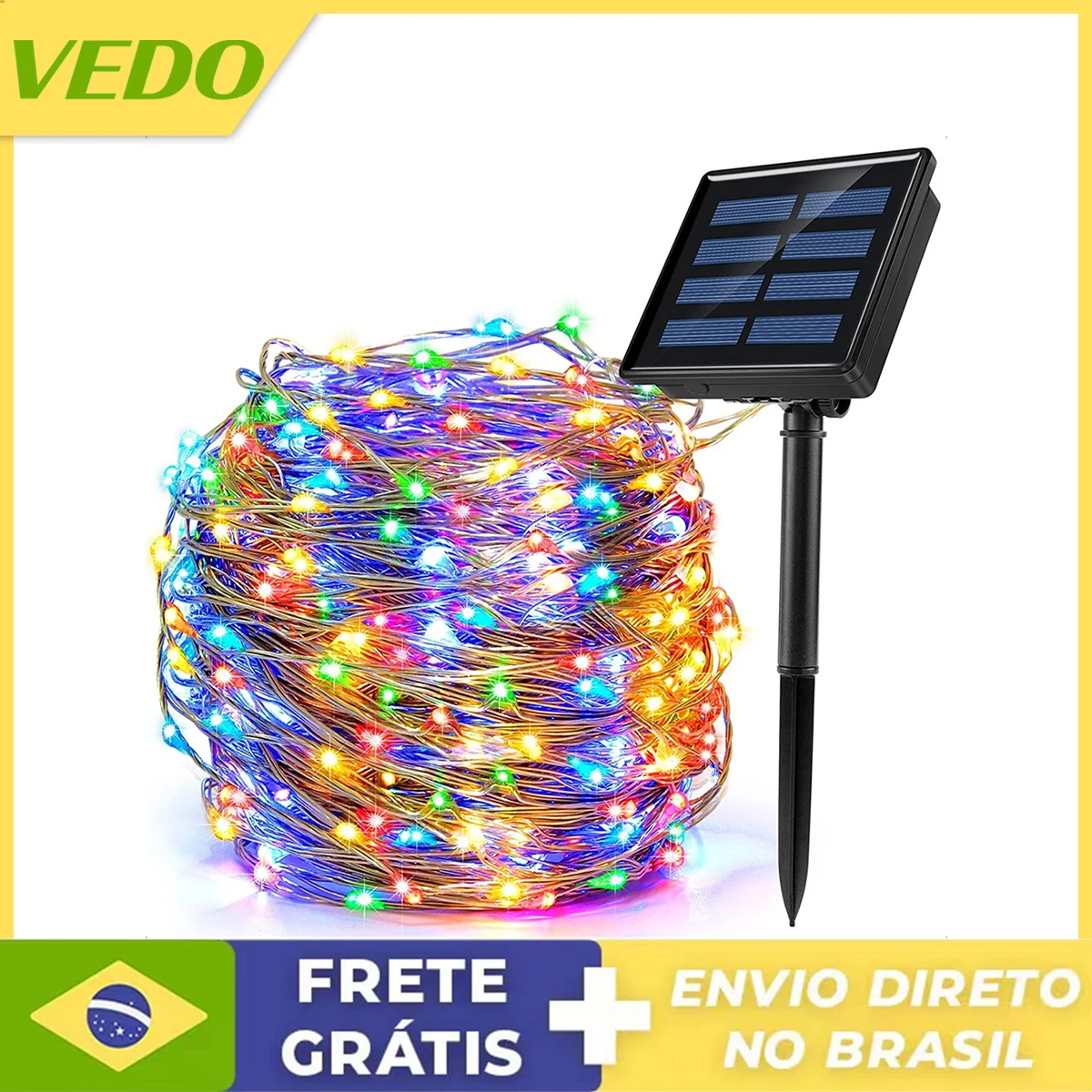 2PCS 200 Colorful 20m Solar Led Wink Flashes Light Bulbs