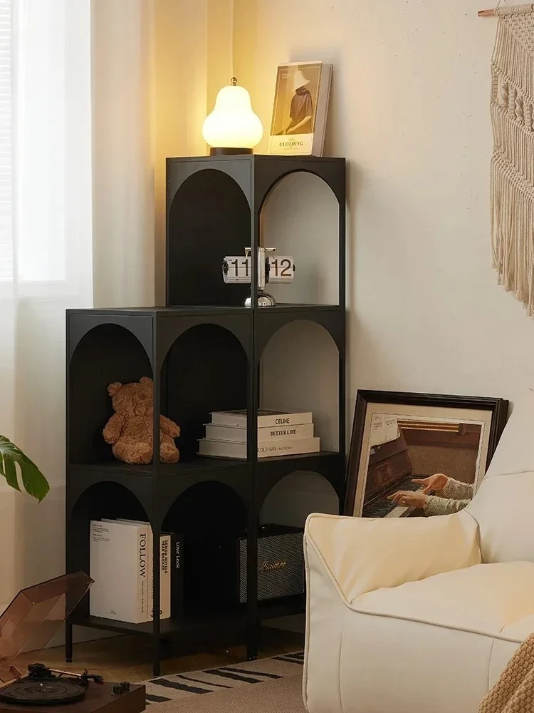 

Creative Bookshelf Floor-standing Storage Rack French Living Room Corner Simple Bookcase Bedroom Iron Storage Rack Bookcase
