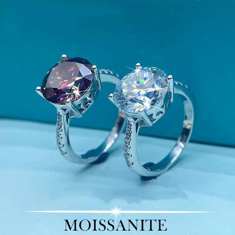 18K Real Platinum PT950 high-end jewelry 5-carat moissanite ring four-prong micro-set diamond ring Engagement Jewelry Fin