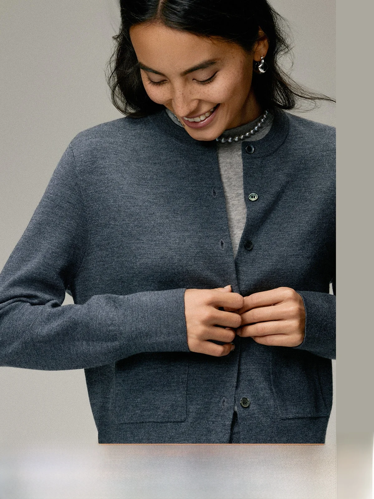 

Andpa Sle Винтажный вязаный шерстяной кардиган Elegance Long Sve round Ne с открытой передней частью Повседневная женская мода