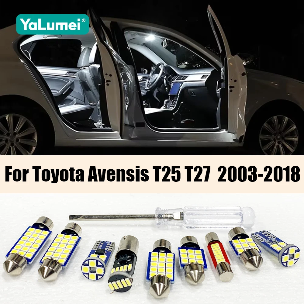 Car LED Bulbs Interior Reading Lamp Vanity Mirror Trunk Light For Toyota Avensis T25 T27 2003-2015 2016 2017 2018 Accessories