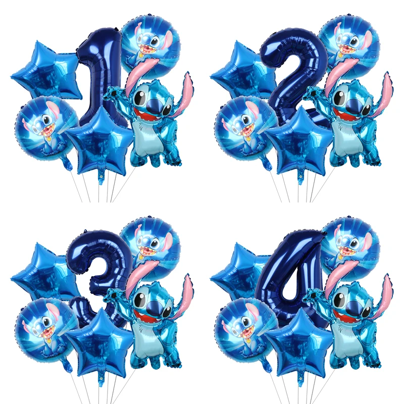 Disney Cartoon Lilo & Stitch Birthday Balloons 32inch Number Foil Inflatable Balloons Kids Party Decoration Baby Shower Globos