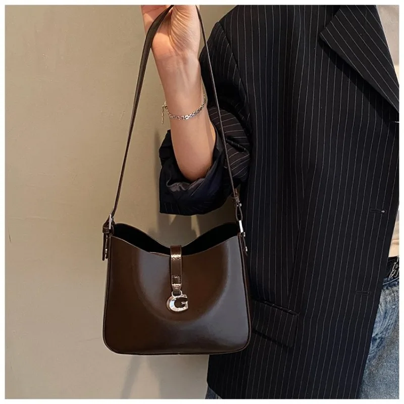 

High-End Minimalist Unique Leisure Diaper Bags Women'S Luxury Shopper Solid Color Elegant Leather Shoulder Bag