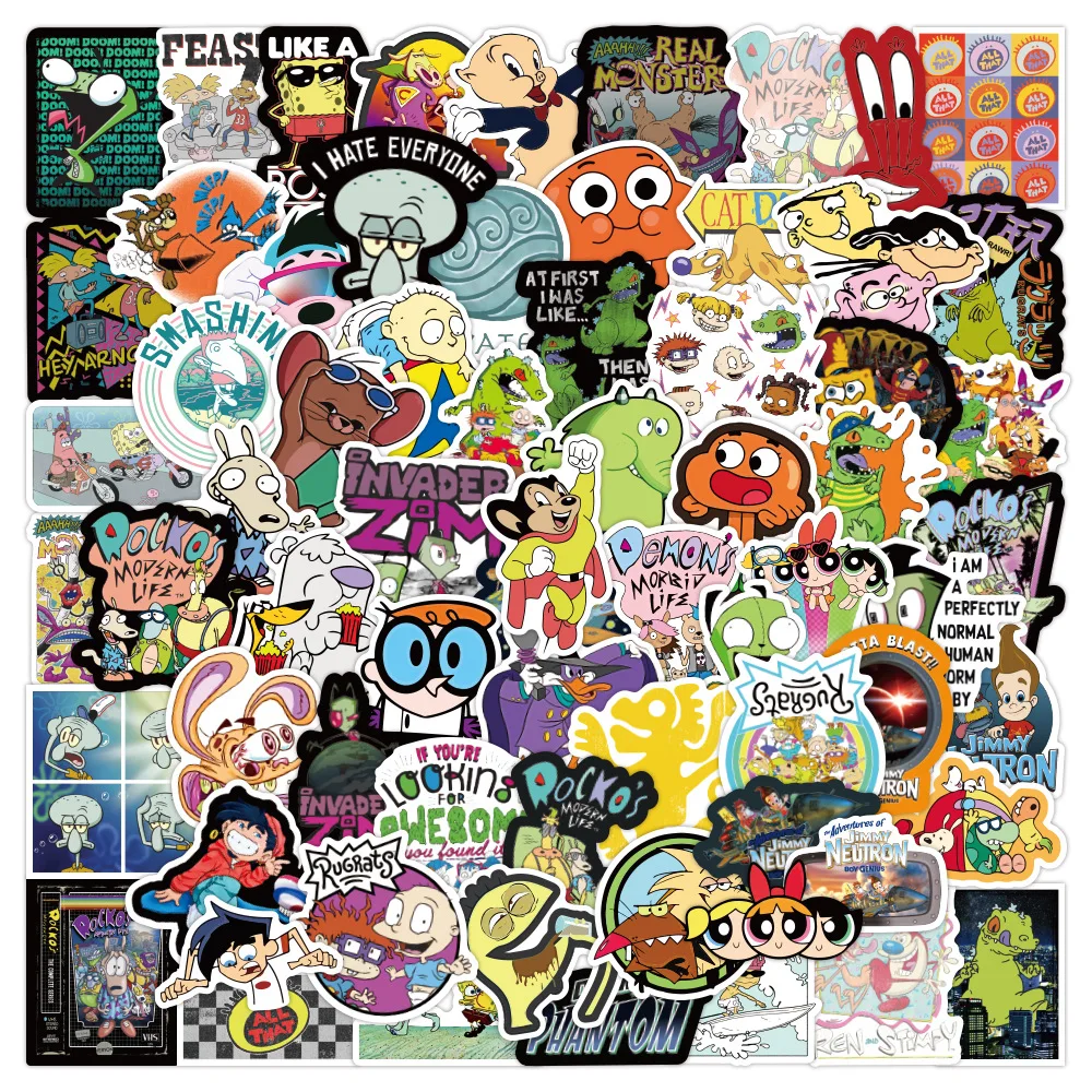 100PCS 90s Classic Cartoon Graffiti Stickers DIY Waterproof Luggage Skateboard Laptop Guitar Car Wall Cartoon Sticker Decals Toy