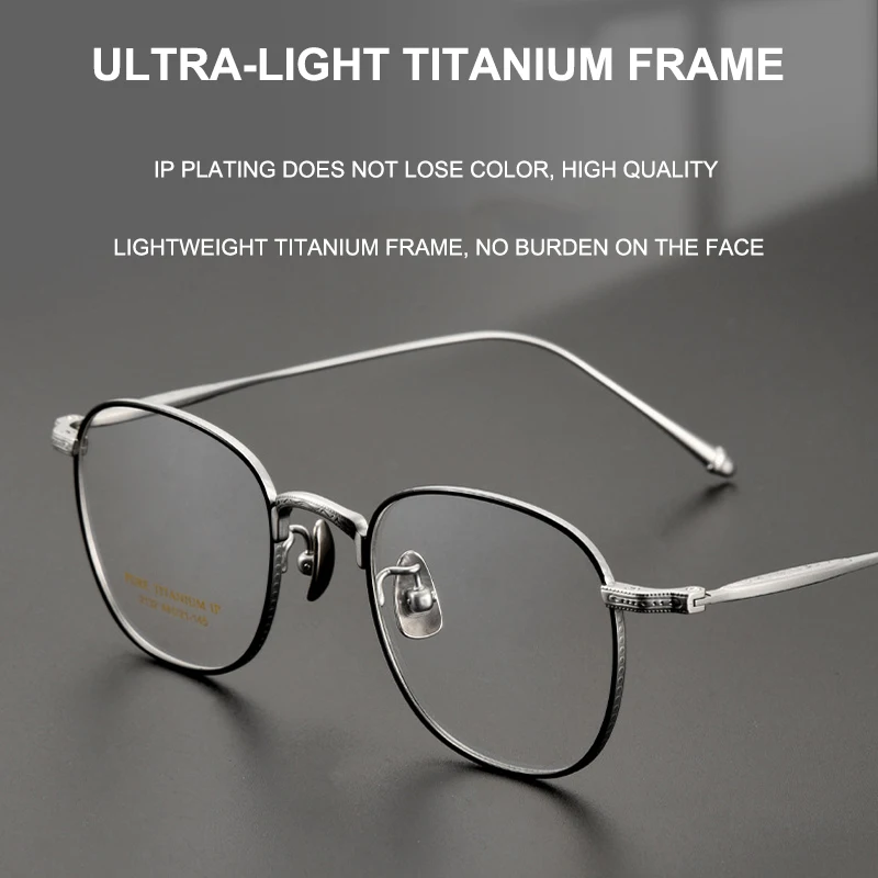 Ultralight Pure Titanium Oval Eyeglasses Frames Fashion Retro Literary Style Comfortable For Men Women Higher Quality Eyewea