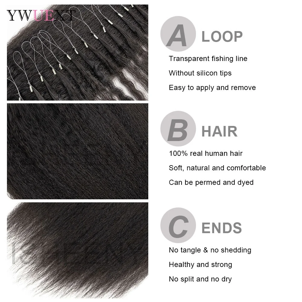 غريب شعر طبيعي مفرود مايكرو حلقة وصلات شعر طبيعي أسود مايكرو لينك الشعر 50 قطعة/الحزمة للنساء السود 12 "-24" #4