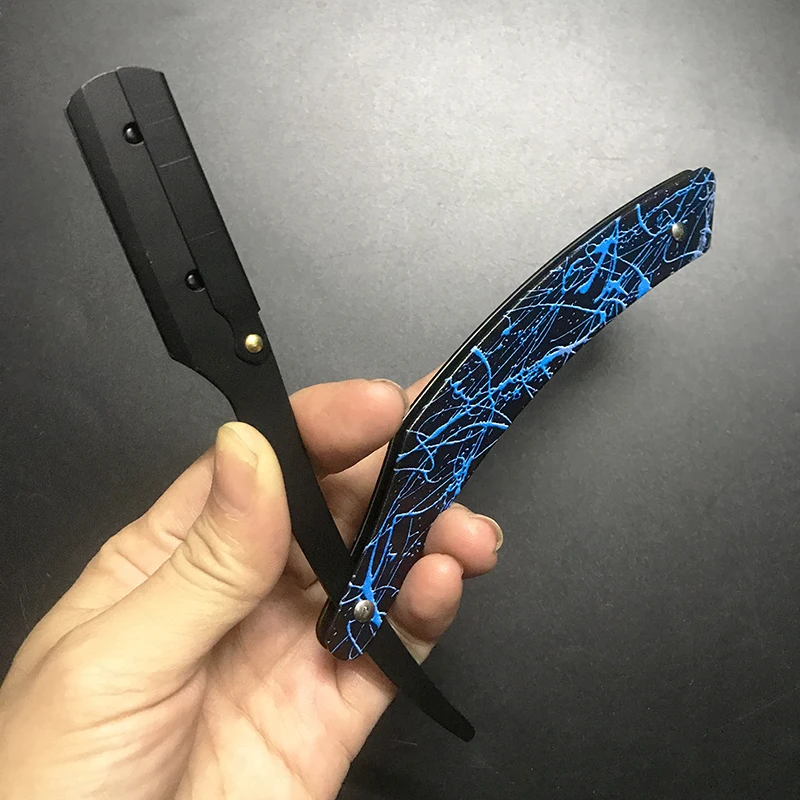 Homens barbear barbeiro ferramentas navalha de cabelo antigo borda reta dobrável faca de barbear unisex remoção do cabelo metal moda atacado
