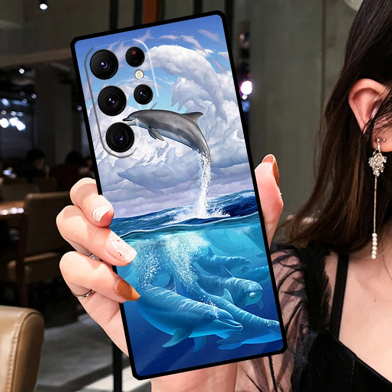 Ocean Dolphin Phone Case For Samsung Galaxy S23 Ultra S21 S22 Plus S20 FE S9 S10 Note 10 20 Ultra Cover