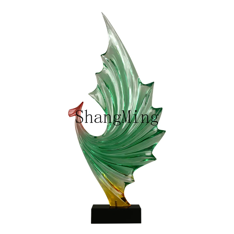 

HJ Abstract Phoenix Sculpture Ornament Hotel Lobby Model Room Soft Decoration Modern Transparent Resin Interior Art