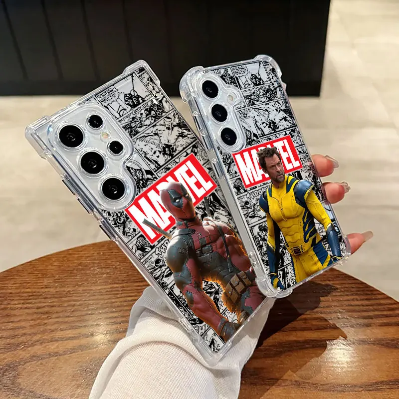 Clear Phone Case Marvel Deadpool Wolverine For Samsung Galaxy S23 S22 Plus S26 S25 S24 Ultra S21 S20 FE 5G Shockproof Soft Cover