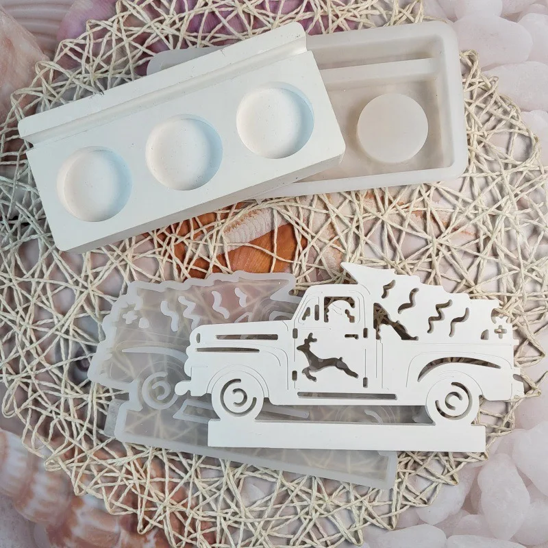 سانتا كلوز سحب الشموع شجرة ، قالب سيليكون ، زخرفة الجبس الاسمنت ، راتنجات الايبوكسي ، DIY تزيين المنزل ، التخزين