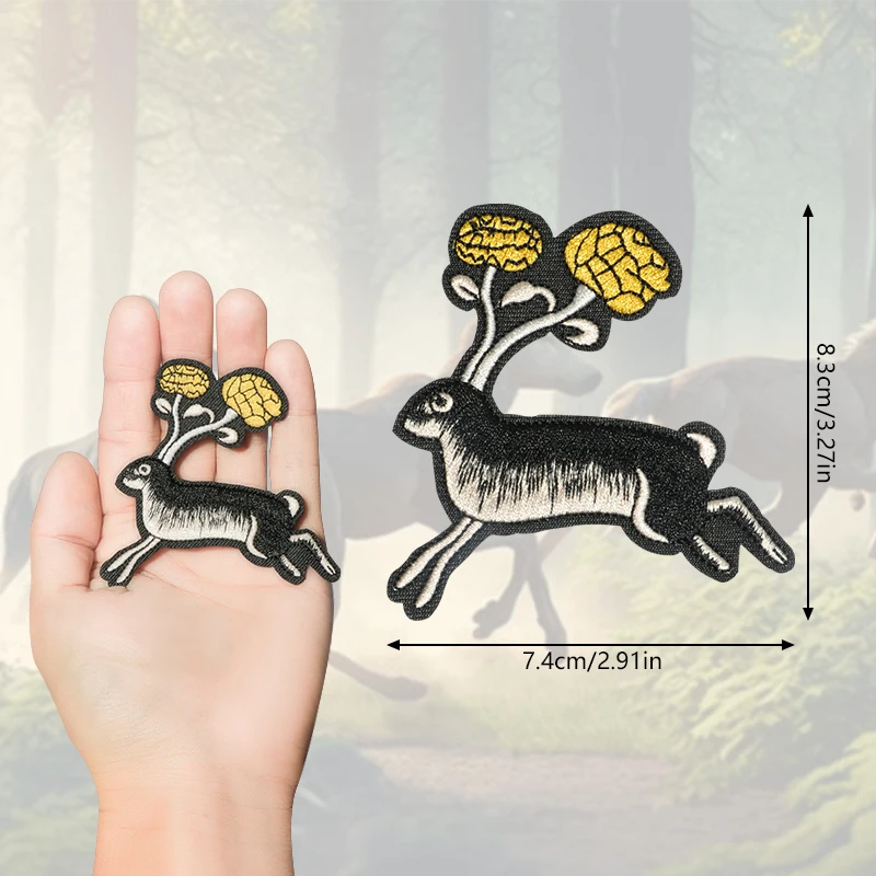 1 Pair Deer With Brain Embroidered Patch Iron On Sew On Patches For Clothing Cap Bag Jacket DIY Gift Badge With Hot Adhesive