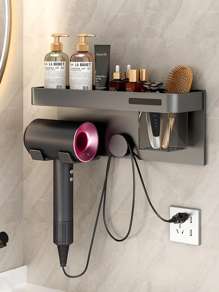 

Hair dryer, shelf, no punching, toilet wall-mounted hair dryer bracket, bathroom hair dryer, storage rack, hanger.