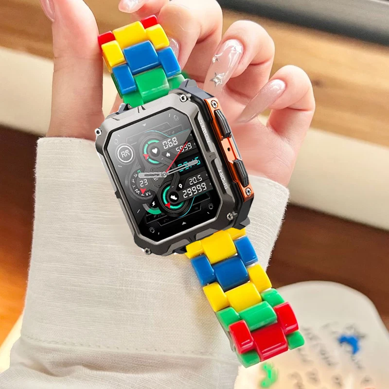 22 мм весенний ремешок из смолы Rainbow Candy для C20 Pro, аксессуары для нового смарт-часов C20 Pro/C26 C25, браслет Correa, ремешок для часов