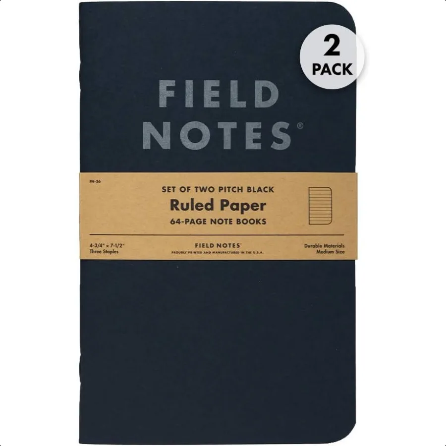 Quaderni neri con passo da 2 pezzi 4,75" X 7,5" Quaderno EDC tascabile sottile a righe da 64 pagine con carta da 90 GSM e copertina in brossura Wo