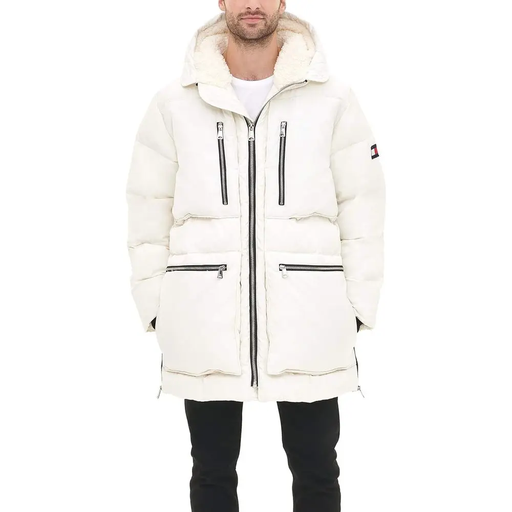 Parka masculina com capuz Sherpa acolchoada pesada
