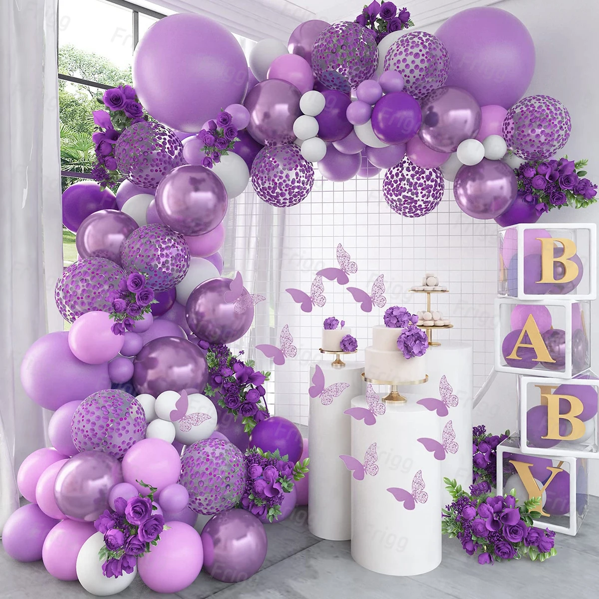 

Purple Pink Butterfly Balloon Garland Arch Kit Wedding Birthday Party Decoration Latex Balloon Baptism Baby Shower Gender Reveal