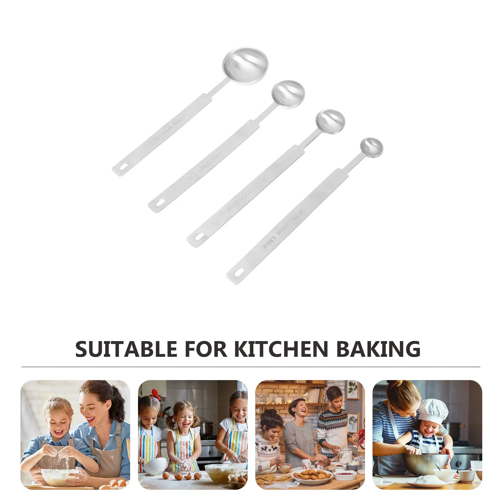

4Pcs Kitchen Measuring Spoon Set Stainless Steel Accurate Scoop for Coffee Powder Baking Cooking Measuring Spoon