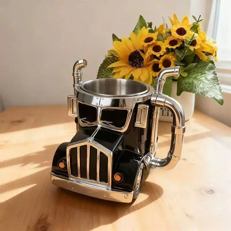 New truck coffee cup Design decorative stainless steel mug with core Home courtyard decorations