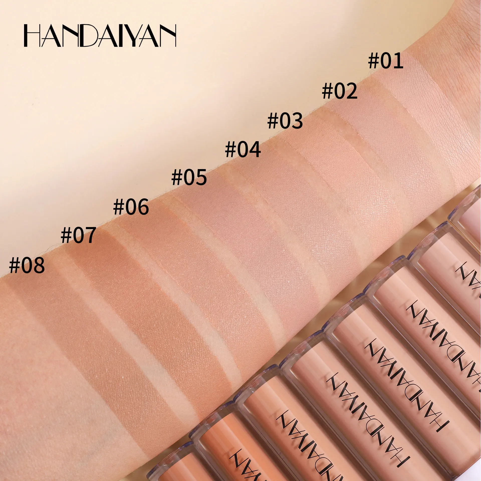 Correttore liquido impermeabile 8 tonalità Copertura incorporata Lunga tenuta A prova di sudore Resistente ai sbavature per la bellezza della carnagione impeccabile