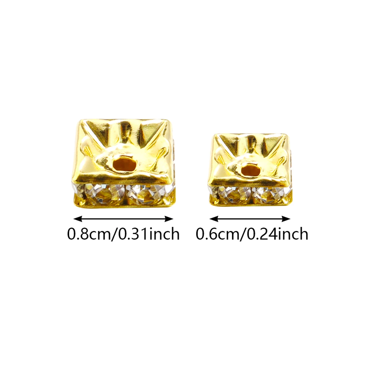 30Pcs 6mm 8mm Rhinestone Rondelle Beads Crystal Square Shape Loose Spacer Beads For Jewelry Making Handmade DIY Charms Bracelet