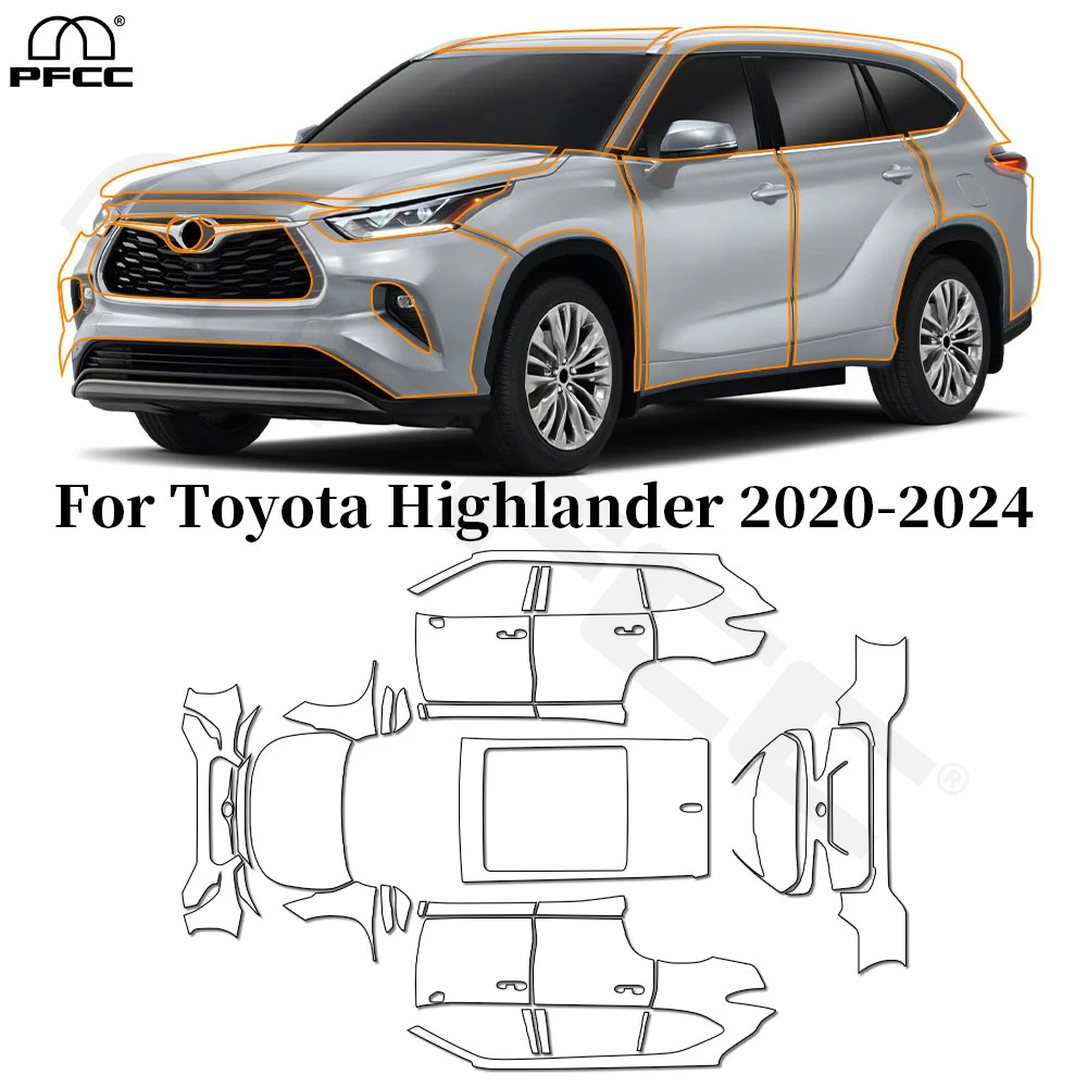 

For Toyota Highlander 2020-2024 TPU Paint Protection Film Anti-Scratch Pre-cut PPF Car Body Clear Bra Resistant Invisible Cover