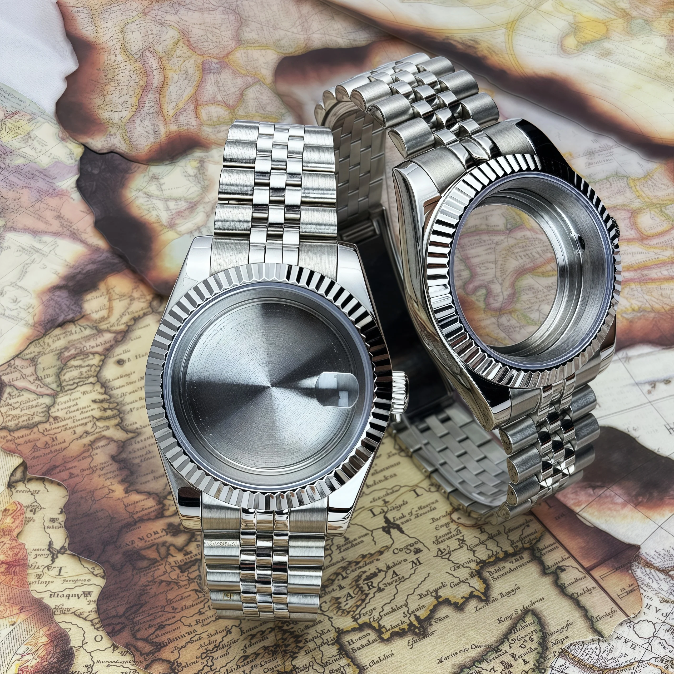36/39mm vidro safira para datejust caso relógio masculino caber nh35 nh36 nh34 movimento moda 20atm jubileu aço inoxidável