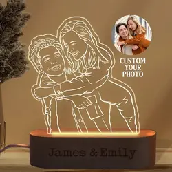 Foto de regalo personalizada, lámpara LED, acrílico, Retrato, Marco de imagen, aniversario, boda, día de San Valentín, luz nocturna 3D, regalo