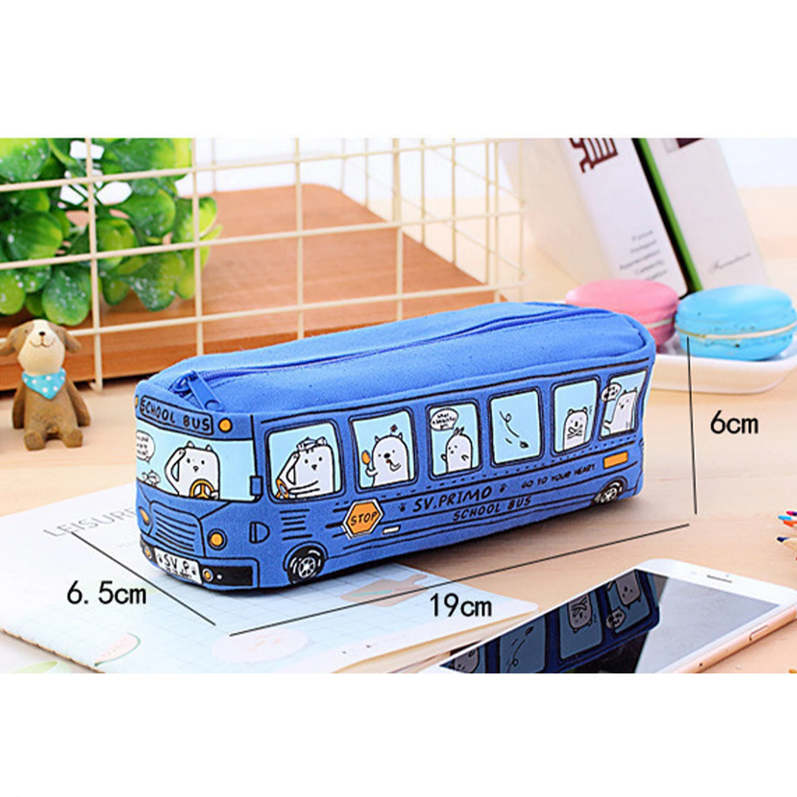 Cool Car Bus Pencil Case Creative Large Capacity Canvas Stationery Bag Girl BoysPencil Pen Bag Primary School Supplies Essential