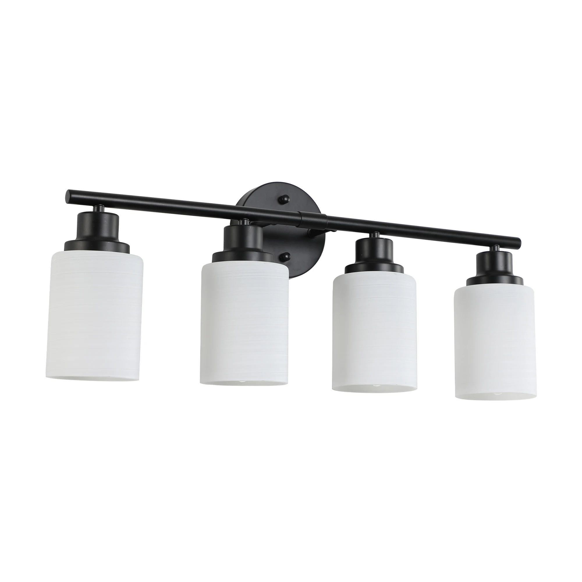 Modern 4/5/6 Lights Vanity Bathroom Mirror Light, Frosted White Glass Lampshades with Black Iron Frame, Contemporary Wall Sconce