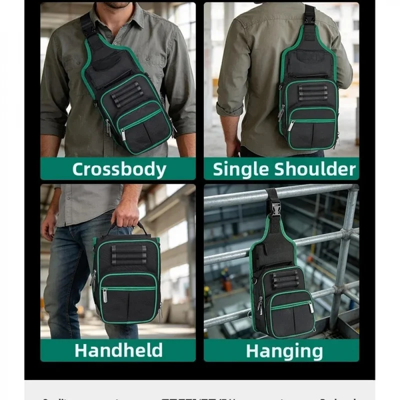 Electrician Crossbody Tool Bag, 1680D Oxford Fabric, Durable, Multi-functional Compartments for Hardware Repair Storage