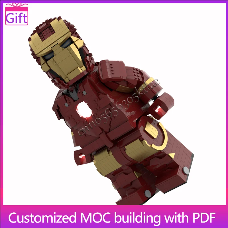 

1940 PCS MOC Hot Selling Exquisite Red Robot Model Custom DIY Helmet Collection Creative Assembly Christmas And Birthday Gifts