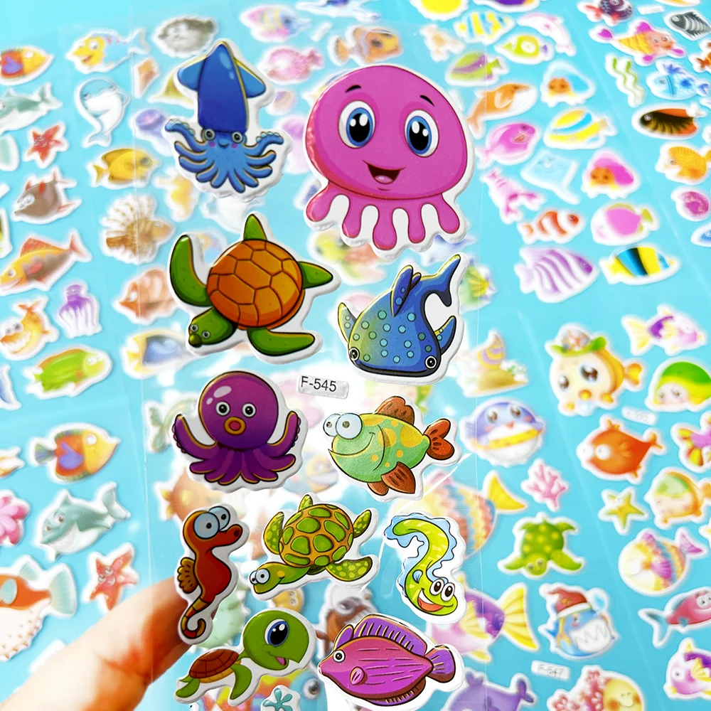 12 sheets stickers for kids cute sea life fish stickers kindergarten reward birthday gifts for children